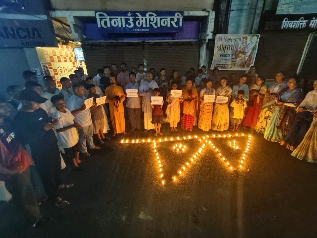 ‘हरे कृष्ण’ जप्दै विपद्का मृतकप्रति श्रद्धाञ्जली, इस्कोन बुटवलमा दीप प्रज्वलन