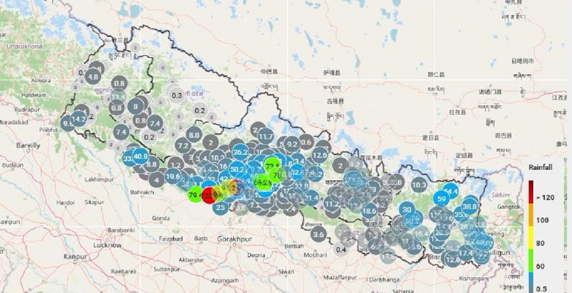 लुम्बिनी प्रदेशमा धेरै भारी वर्षा, कोसी र गण्डकीमा भारी वर्षा